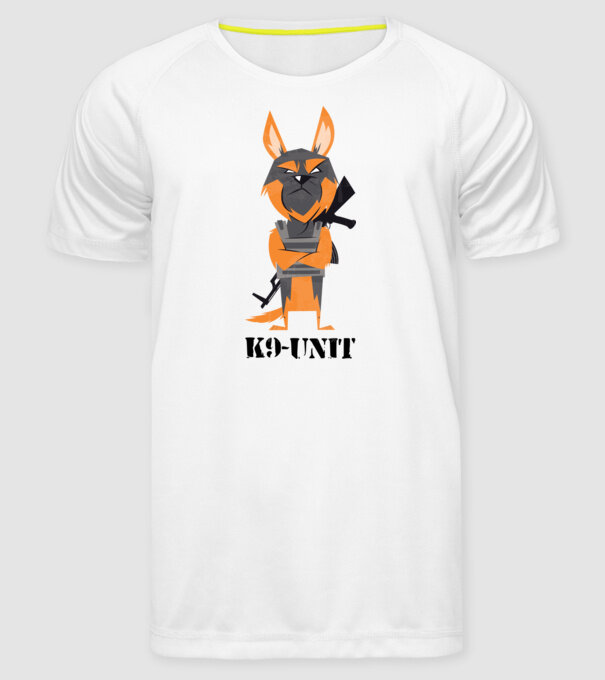 Unitatea K9 - Câine polițist model alb pe tricou