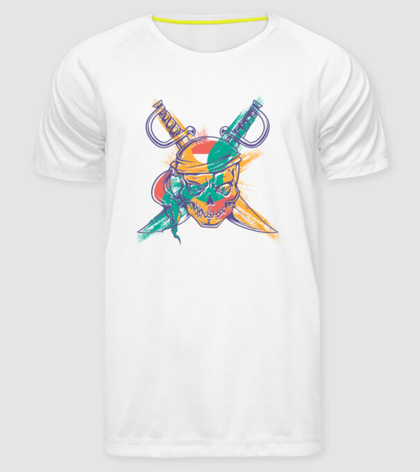 Craniu de pirat model alb pe tricou
