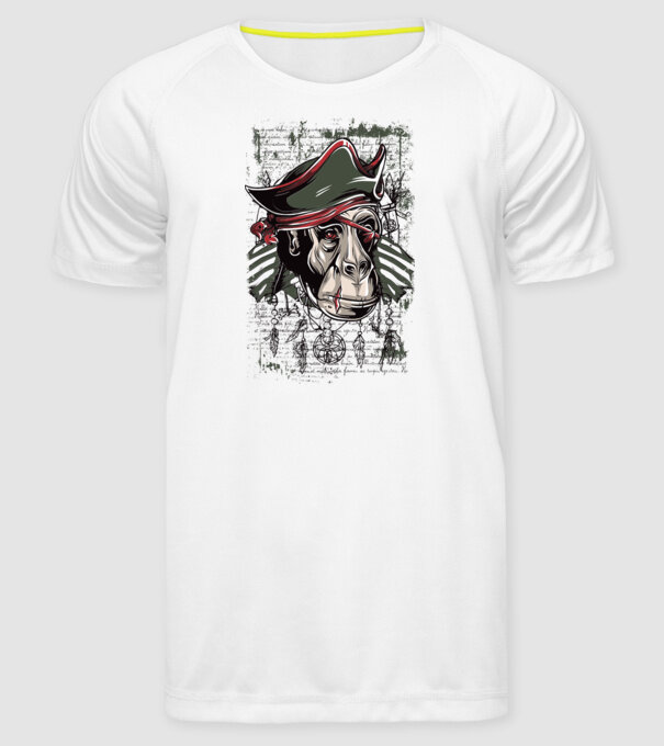 Maimuță Pirat model alb pe tricou