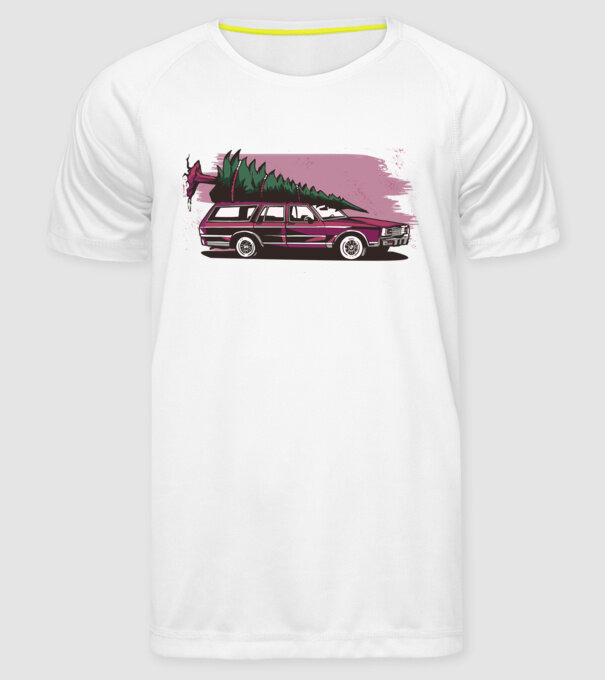 Pom de Crăciun cu mașină Retro tricou model alb pe tricou