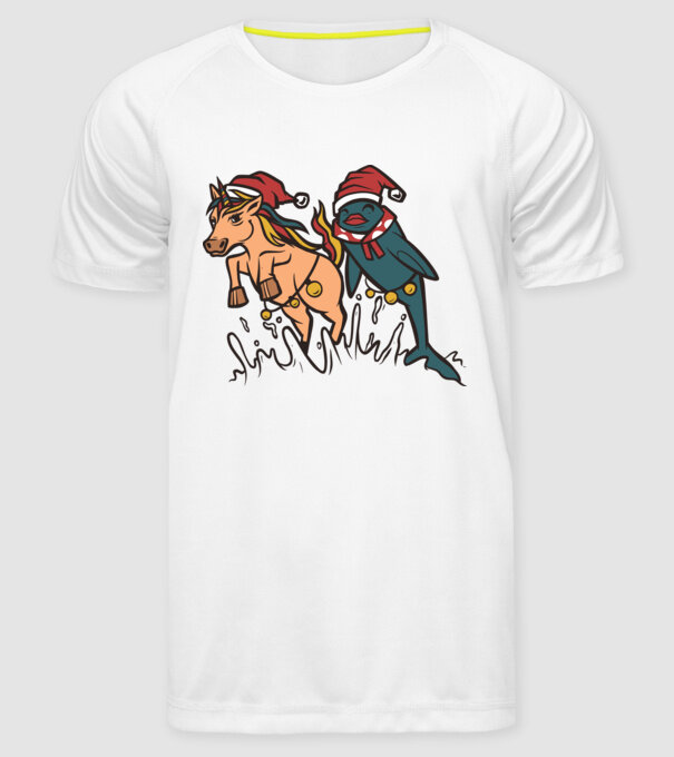 Animale de Crăciun model alb pe tricou