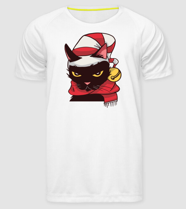 Pisică de Crăciun model alb pe tricou
