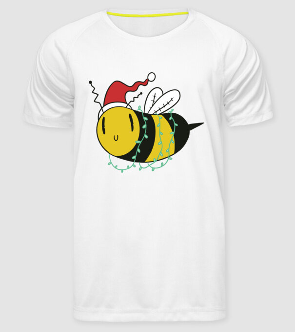 Albină de Crăciun model alb pe tricou