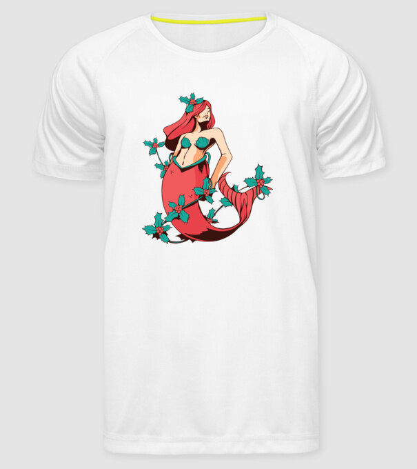 Sirenă de Crăciun model alb pe tricou