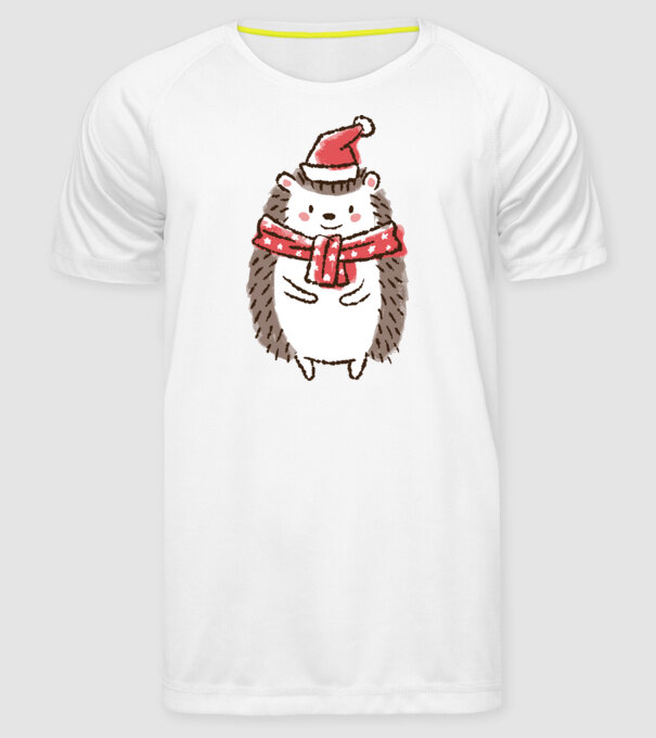 Arici de Crăciun model alb pe tricou