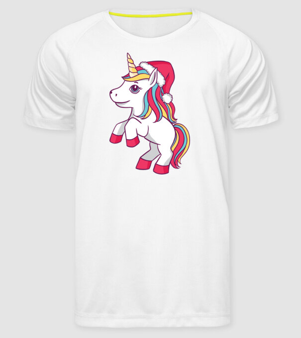 Unicorn de Crăciun model alb pe tricou
