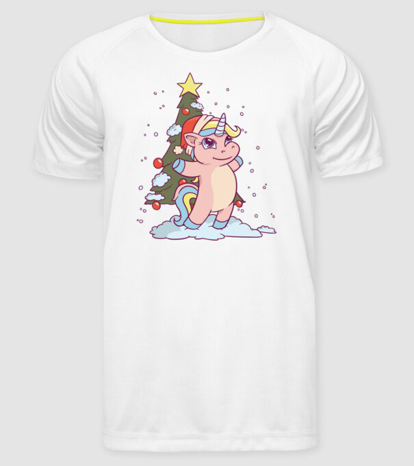 Unicorn de Crăciun model alb pe tricou