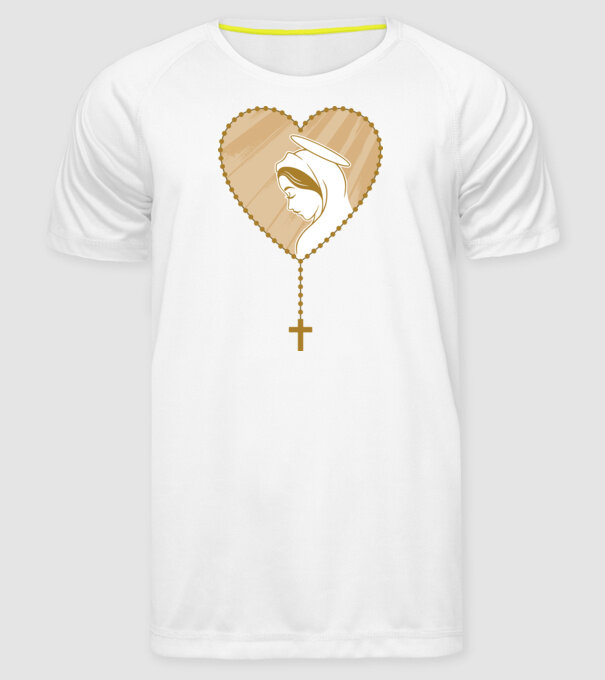 Cruce rozariu catolic model alb pe tricou
