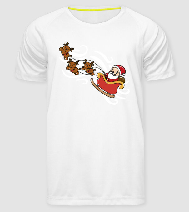 Kawaii sanie Moș Crăciun model alb pe tricou