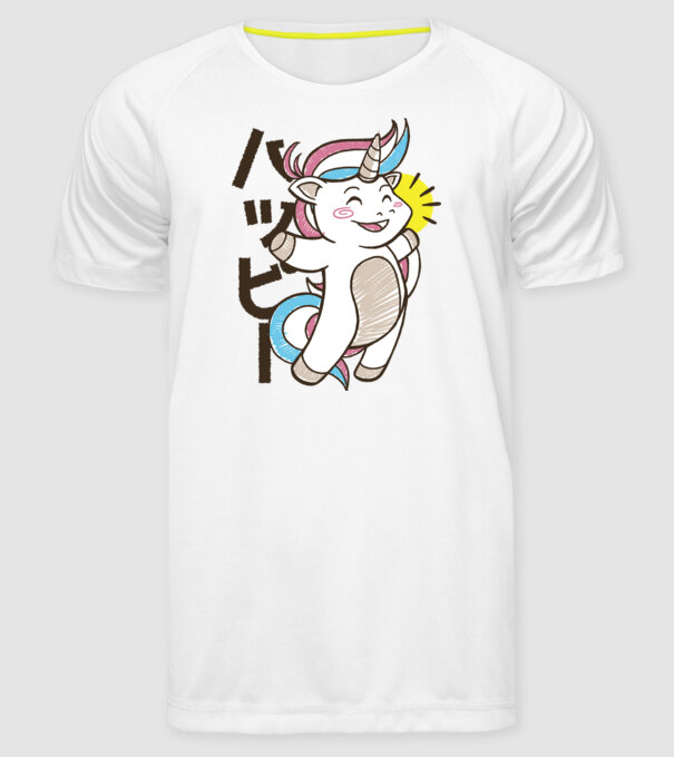 Kawaii unicorn model alb pe tricou