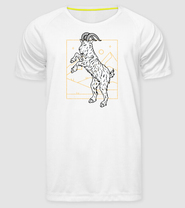 Capră model alb pe tricou
