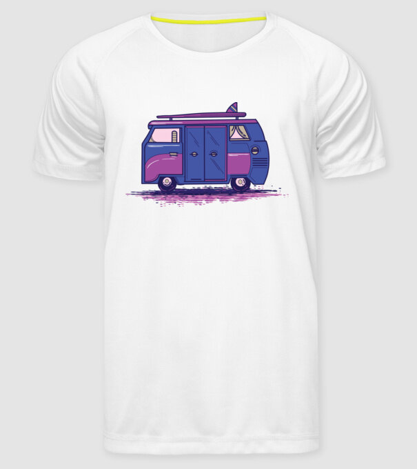 Mașină de camping model alb pe tricou