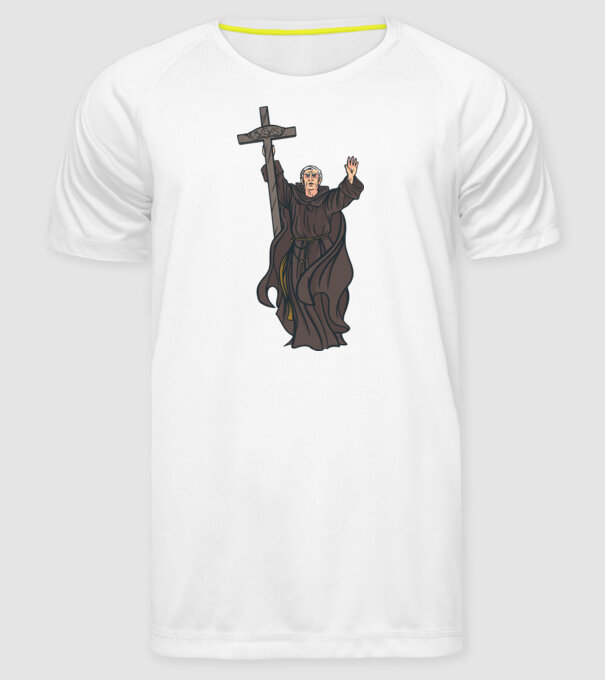 Călugăr creștin model alb pe tricou