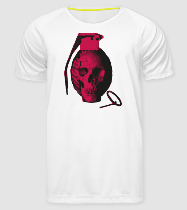 Grenadă de mână Craniu model alb pe tricou