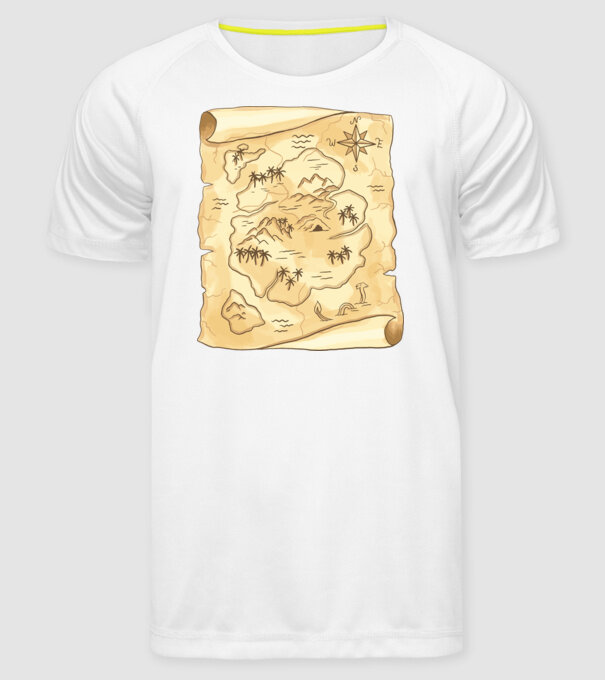 Hartă cu comori model alb pe tricou