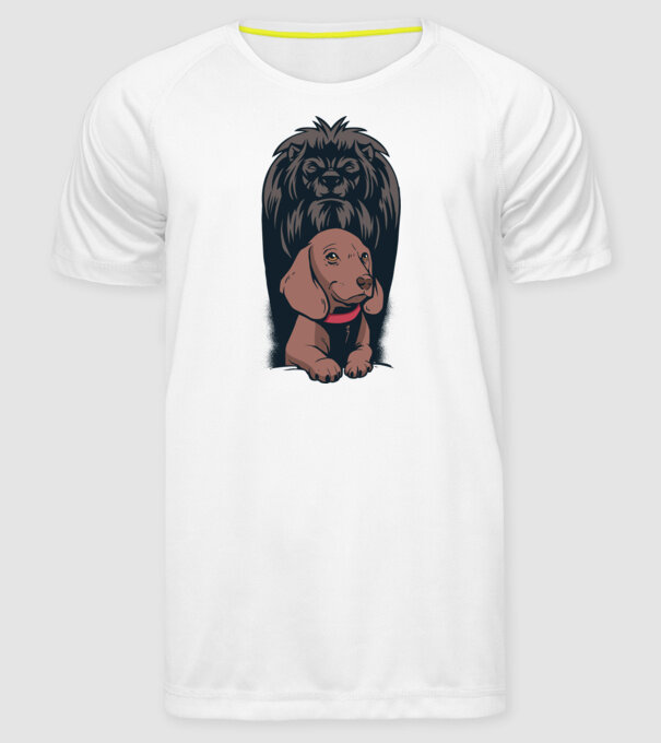 Cățeluș Leu cu umbră model alb pe tricou