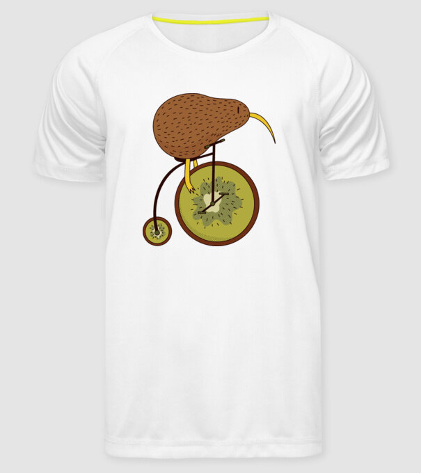 Bicicletă Kiwi model alb pe tricou