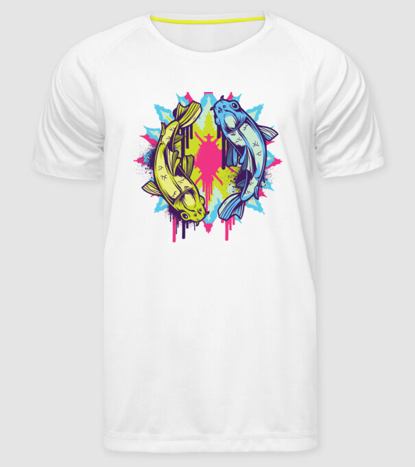 Crap Koi Colorat model alb pe tricou