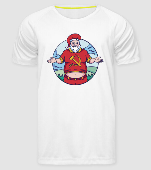 Moș Crăciun comunist model alb pe tricou