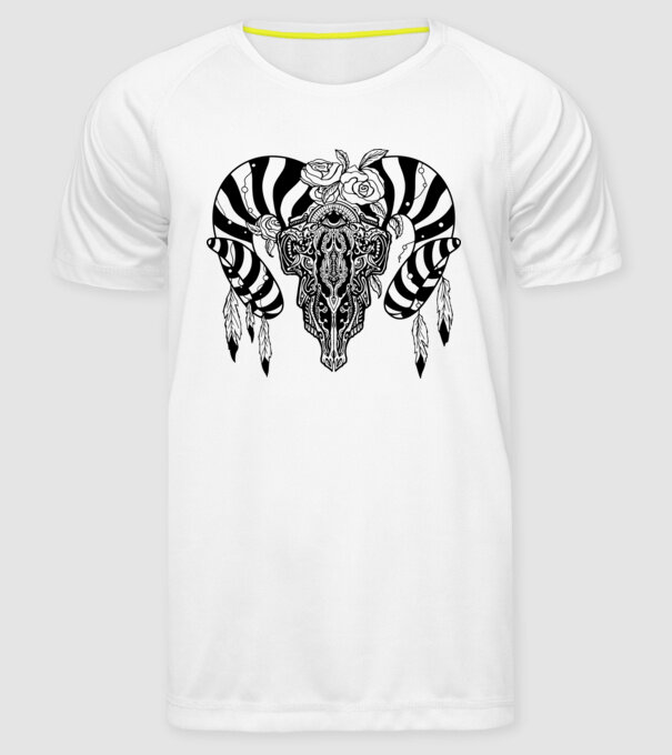 Craniu Tribal model alb pe tricou