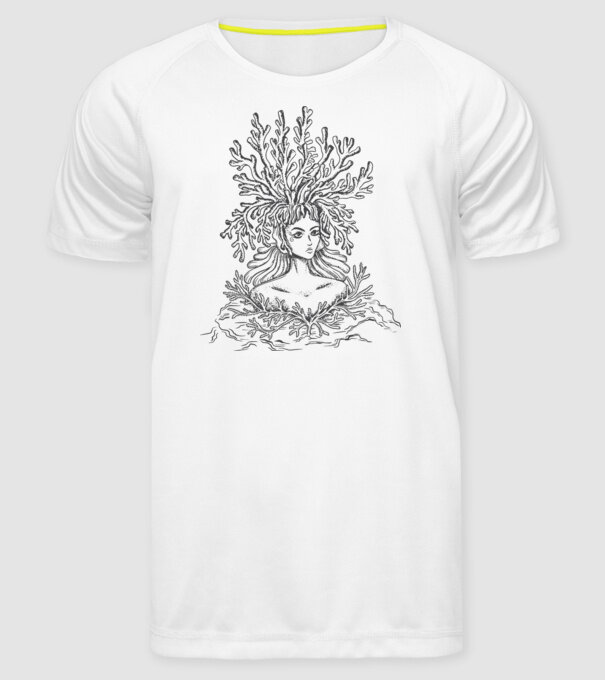 Cap de femeie Coral model alb pe tricou