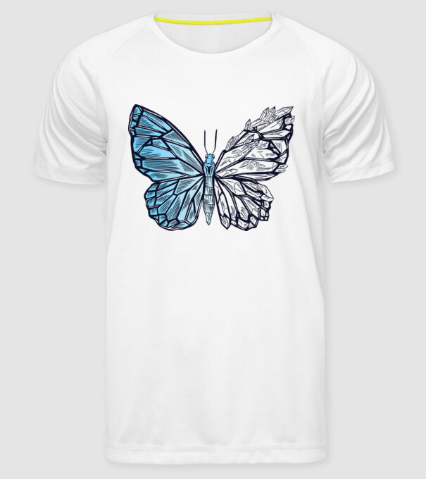 Fluture cristal model alb pe tricou