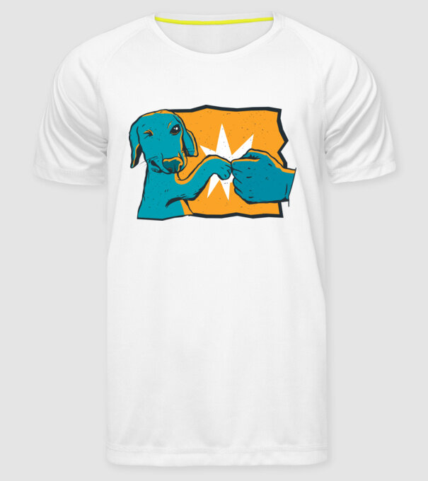 Prietenie Câine Om model alb pe tricou