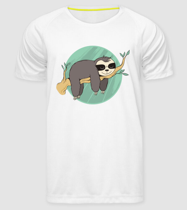 Leneș odihnă model alb pe tricou