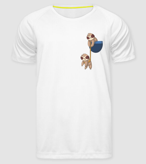 Leneș cu buzunar model alb pe tricou