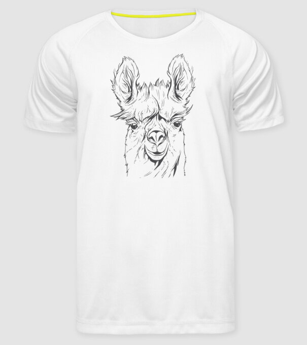 Cap de Lama model alb pe tricou