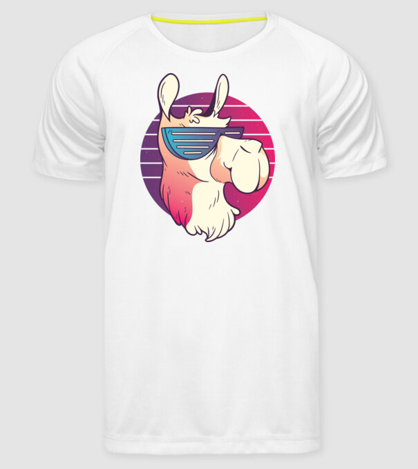 Llama ochelari de soare retro tricou model alb pe tricou