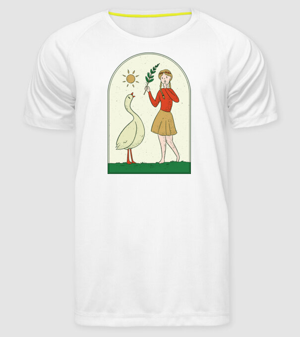Poveste cu fata și gâsca model alb pe tricou