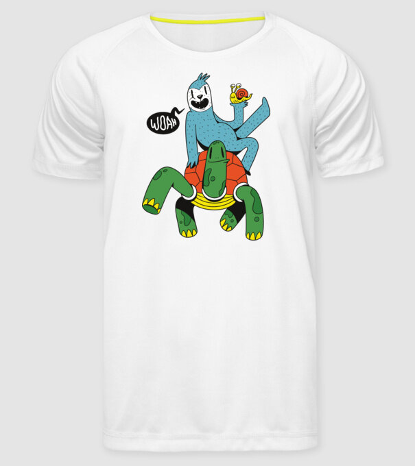 Animale lente model alb pe tricou