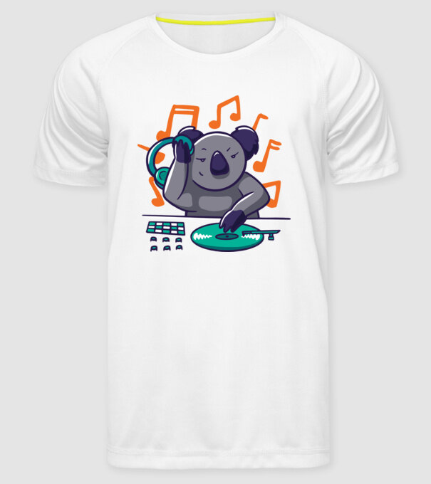 Koala DJ model alb pe tricou