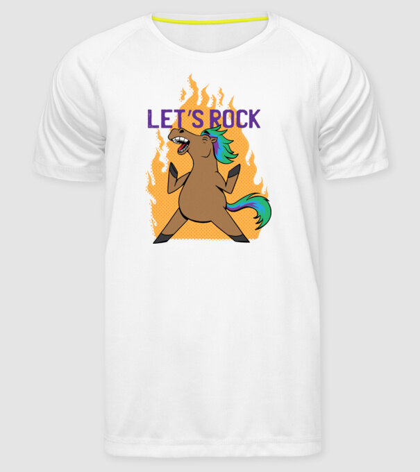 'Let''s Rock - Călăreț' model alb pe tricou