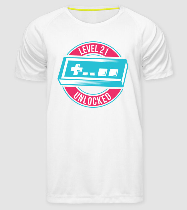 Level 21 Unlocked 21th Birthday model alb pe tricou