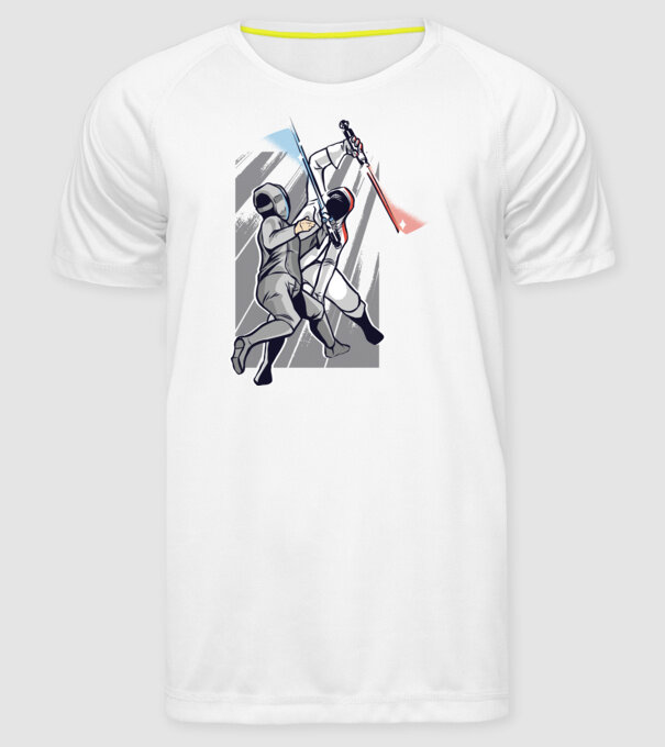 Sabie laser scrimă model alb pe tricou