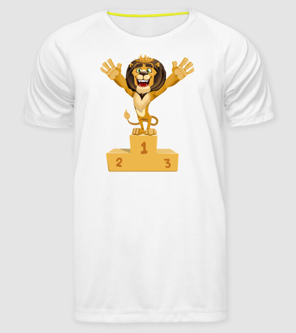 lion champion model alb pe tricou