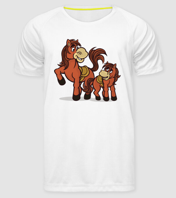 Cal cu mânz model alb pe tricou