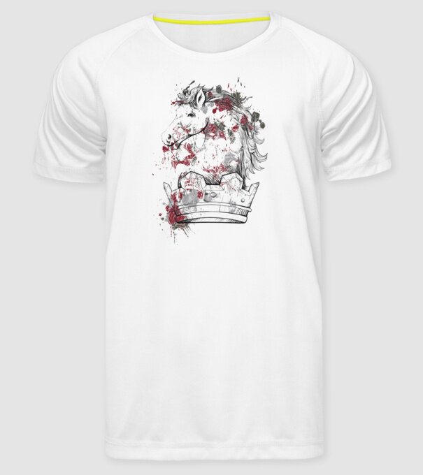 Coroană Cal - Șah model alb pe tricou