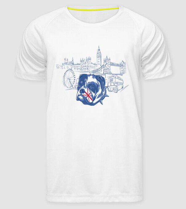 London Bulldog model alb pe tricou