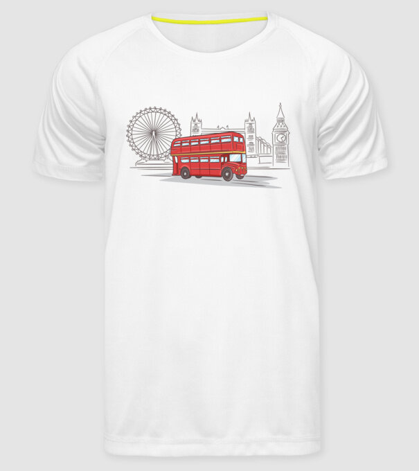 London Bus model alb pe tricou