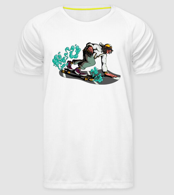 Longboard model alb pe tricou