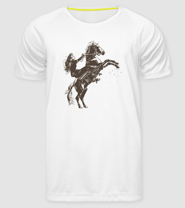 Fată cu cal model alb pe tricou