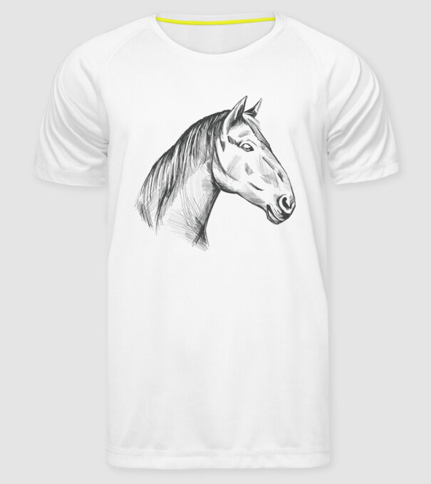 Desen cu cal model alb pe tricou