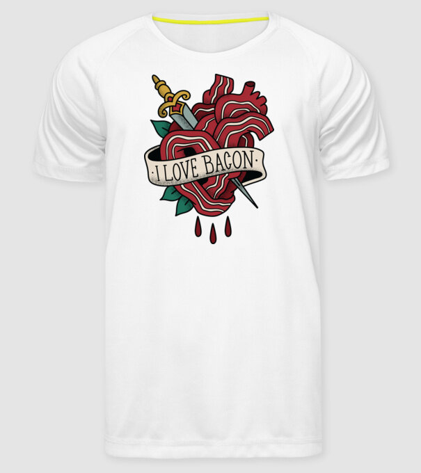 Love Bacon Tatuaj model alb pe tricou