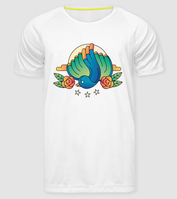 Motiv Pasăre model alb pe tricou