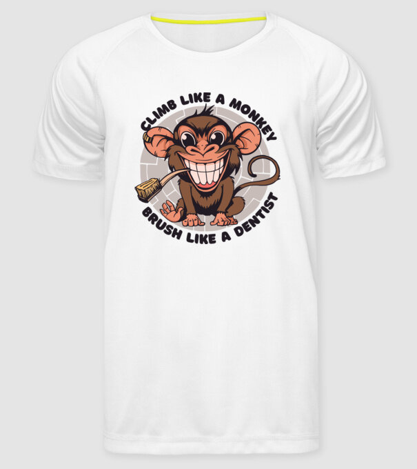 Periuță de dinți maimuță model alb pe tricou