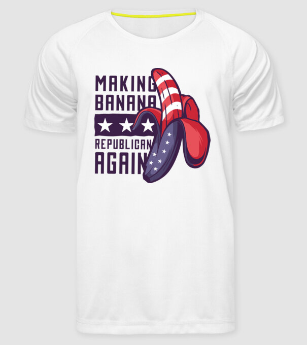 Make Banana Republican Again model alb pe tricou