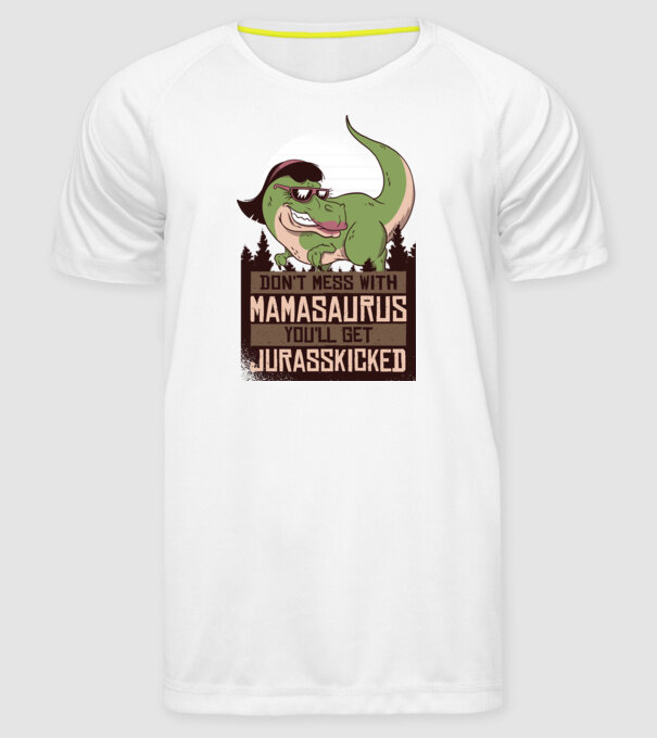 Mamasaurus tricou cu dinozaur model alb pe tricou